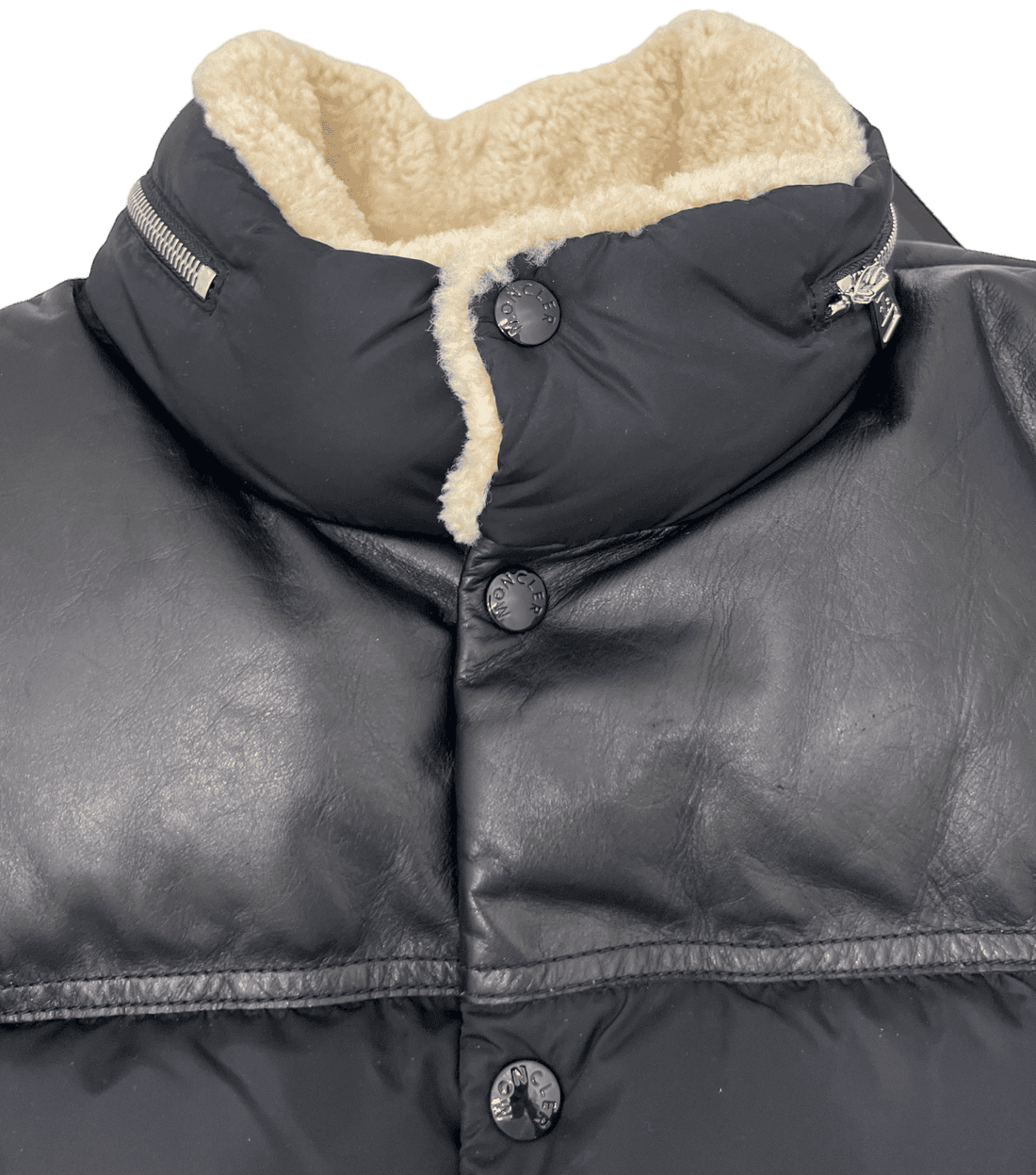 Moncler Paneled Leather Down Vest