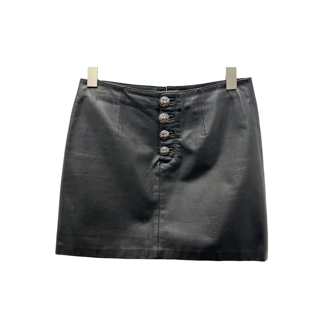 Buttoned Leather Skirt - 28