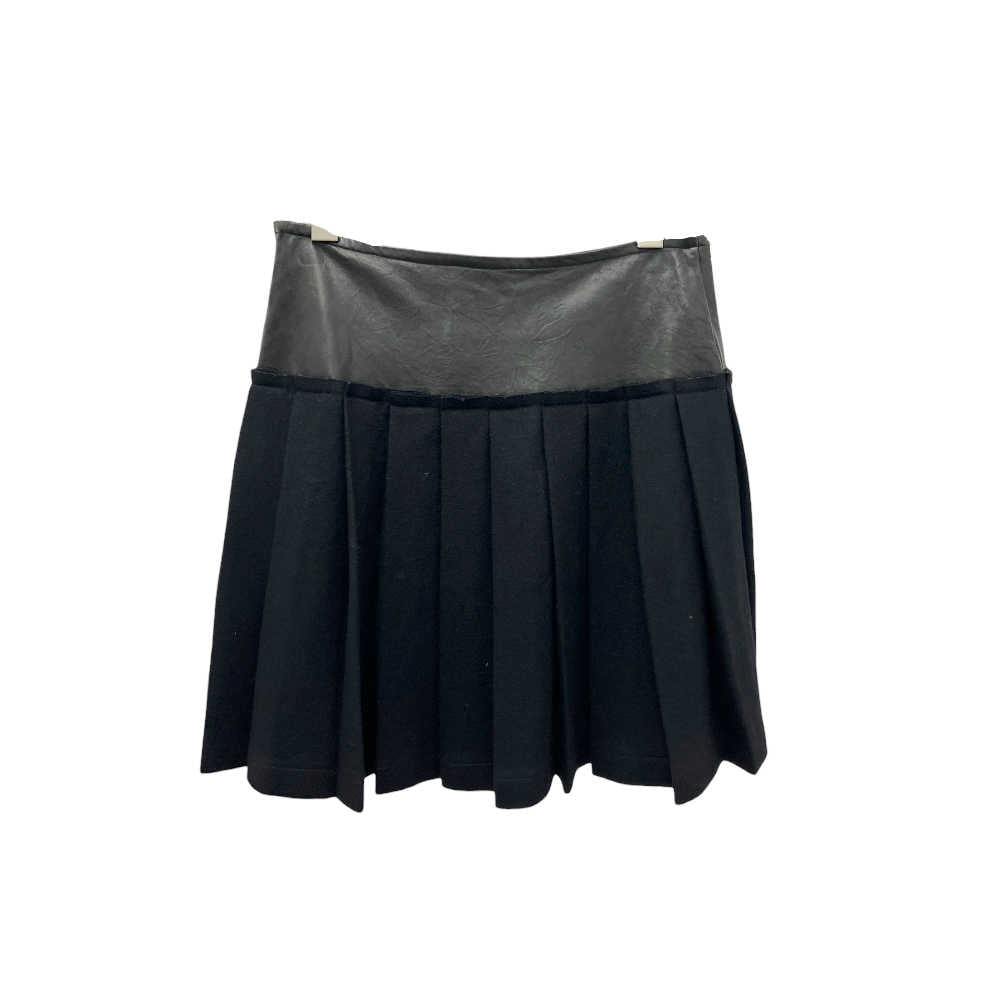 Burberry Pleated Leather/Wool Mini Skirt