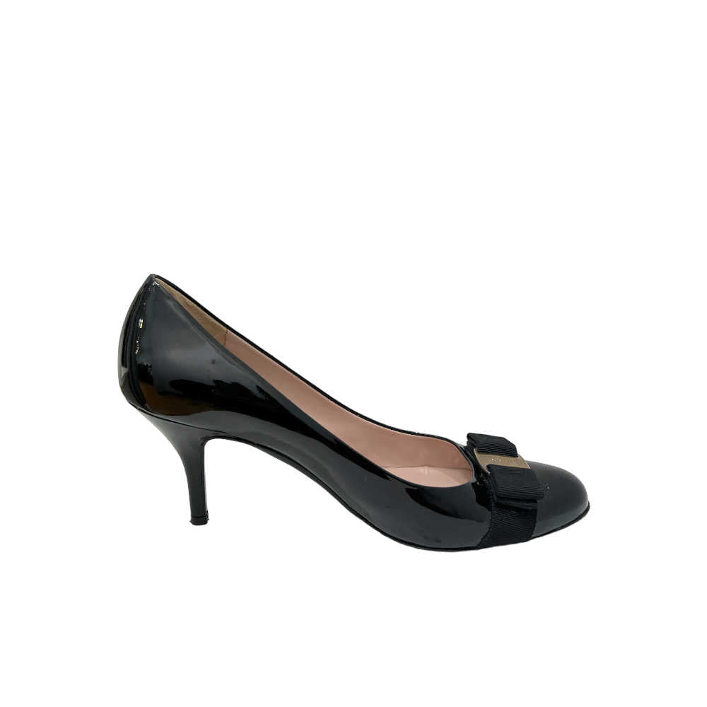 Ferragamo Patent Vara Bow Pumps