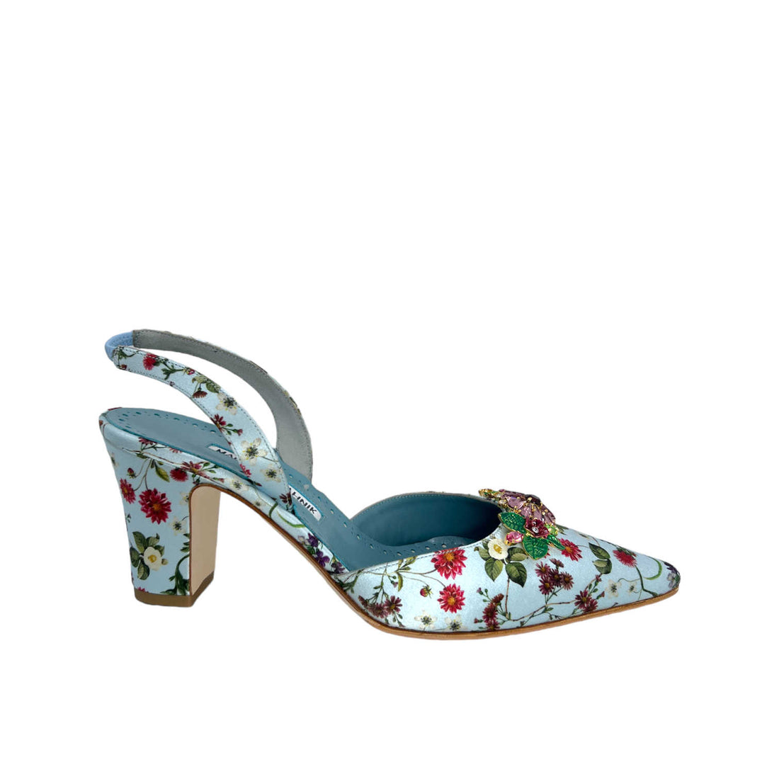 Satin Floral Slingbacks - 37.5