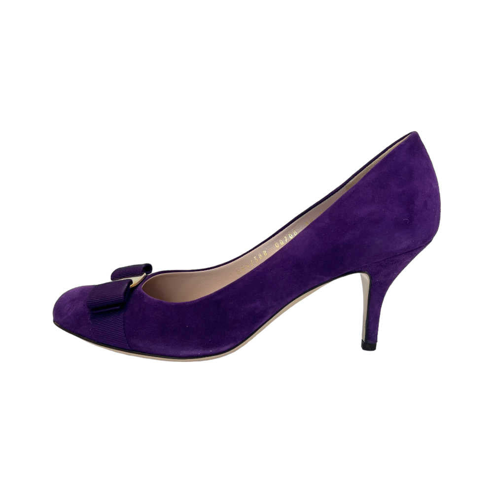 Ferragamo Suede Vara Bow Pumps