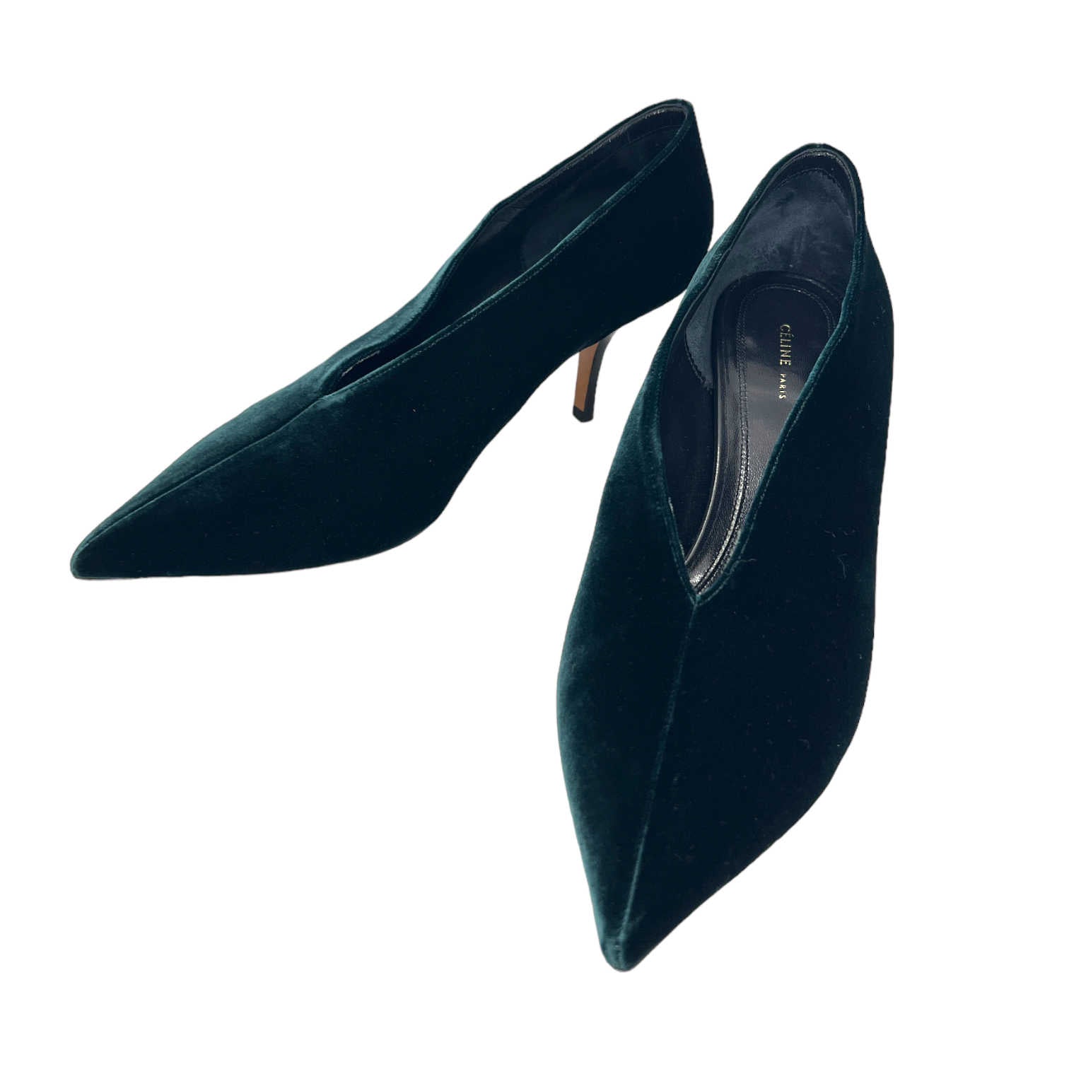 Velvet V Neck Pumps - 38