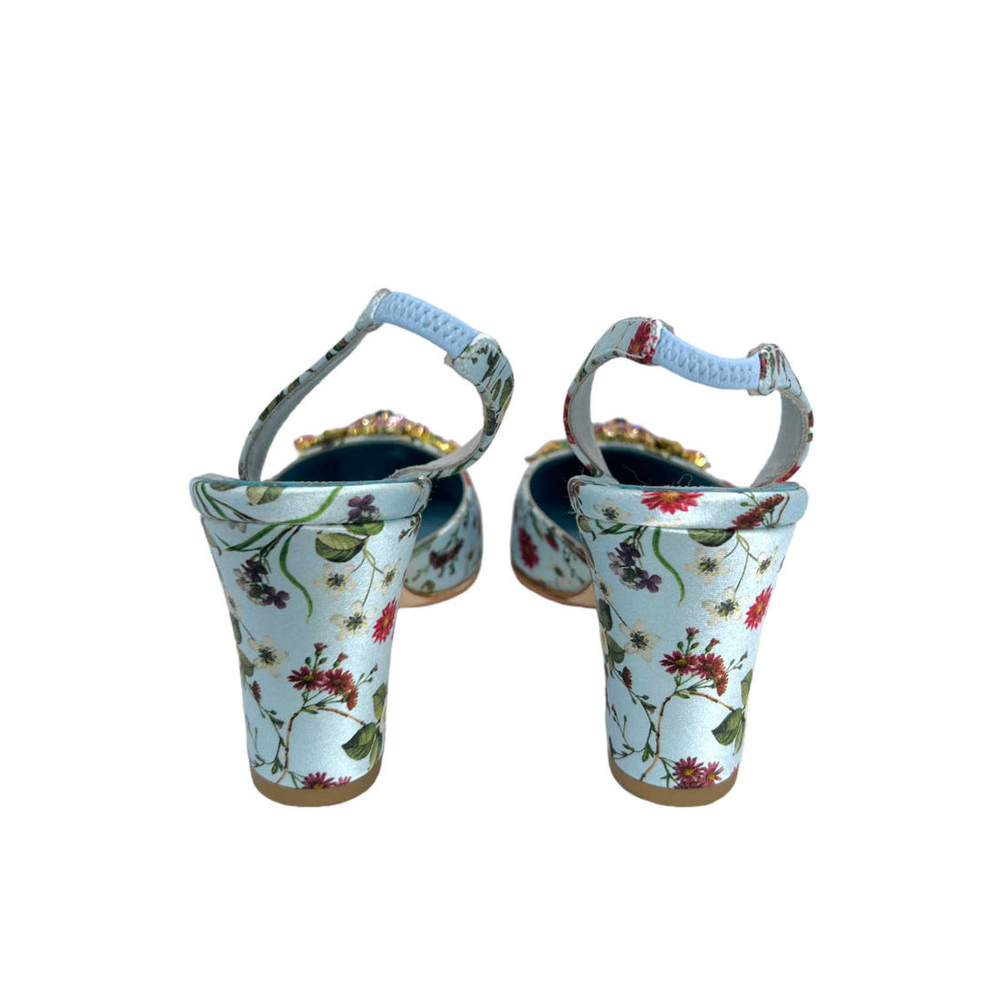 Satin Floral Slingbacks - 37.5