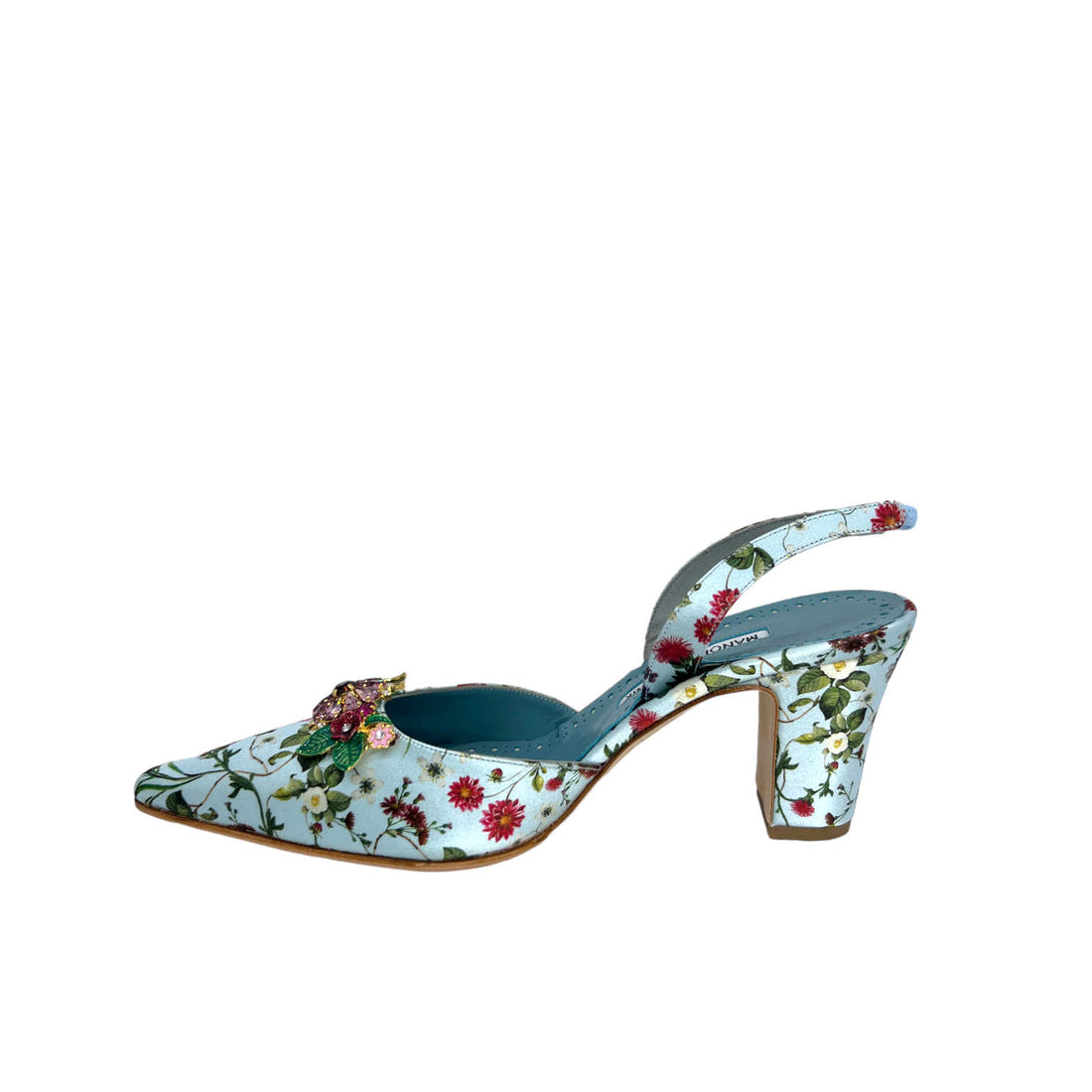 Satin Floral Slingbacks - 37.5