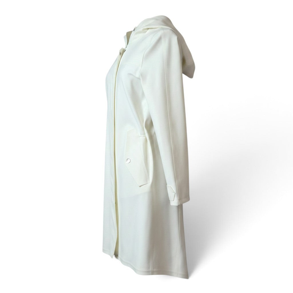 Pre-Owned Herno First Act White Technical Nylon Hooded Raincoat — Size 38