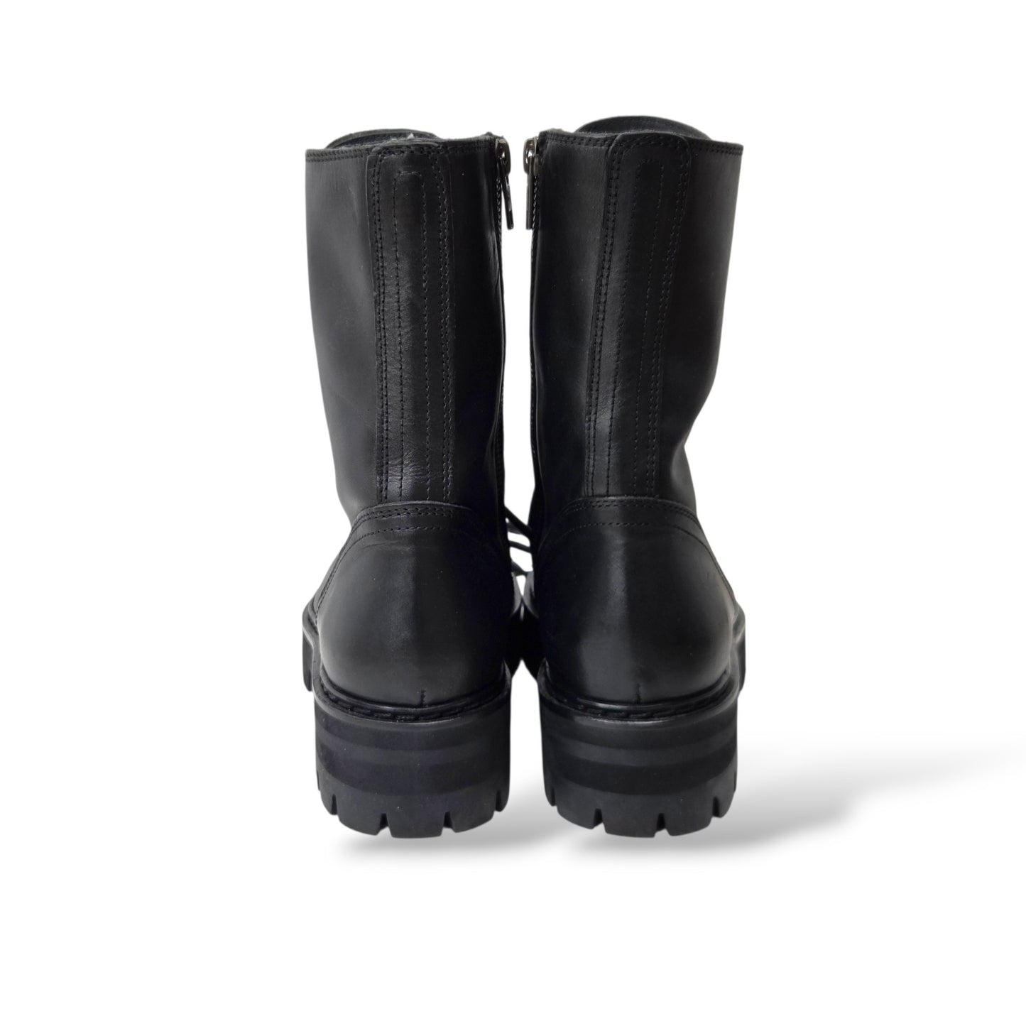 Pre-Owned Ann Demeulemeester Black Leather Lace-Up Combat Boots — Size 36.5