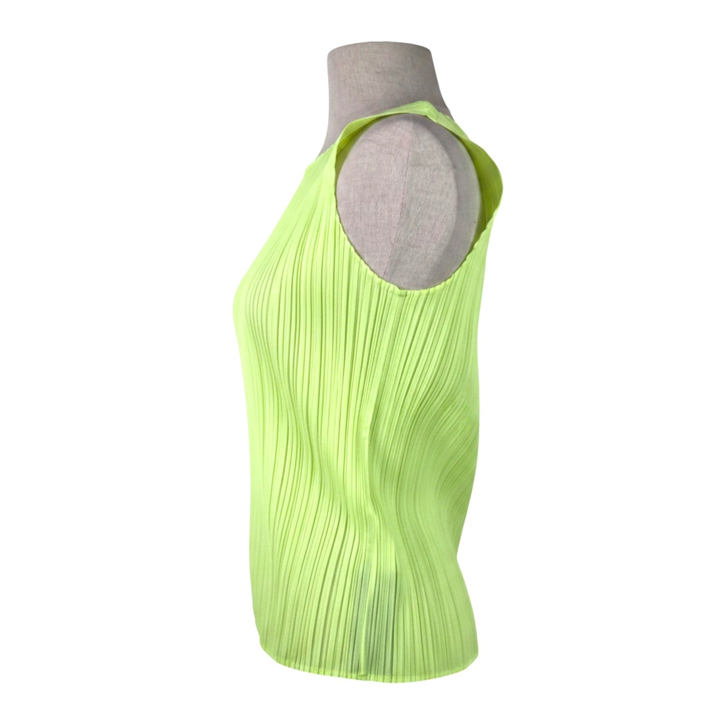 Pre-Owned Pleats Please Issey Miyake Micro-Pleated Sleeveless Tank Top in Yellow-Green
