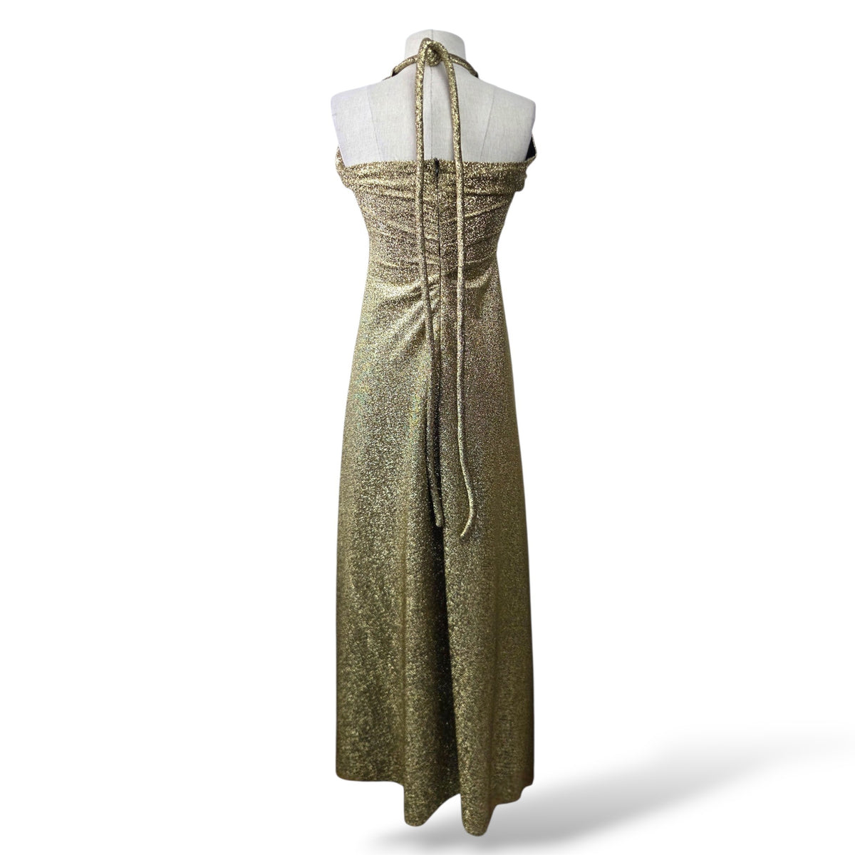 Pre-Owned Proenza Schouler Gold Metallic Halter Maxi Dress — Size 8