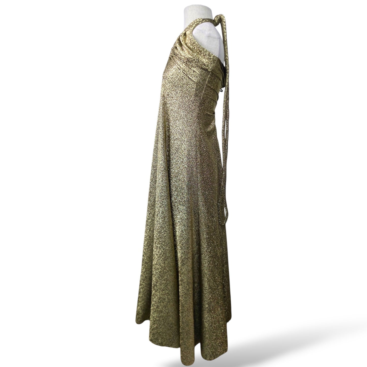 Pre-Owned Proenza Schouler Gold Metallic Halter Maxi Dress — Size 8