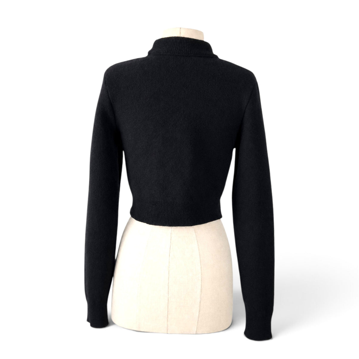 Pre-Owned Alaïa Black Virgin Wool Heart Cutout Cropped Sweater — Size 36