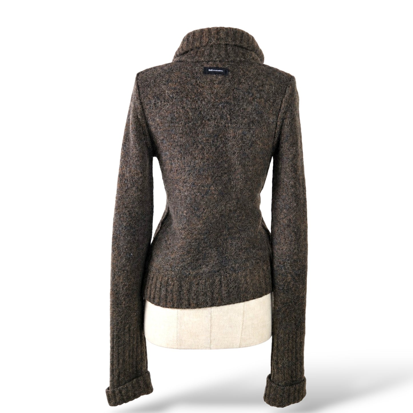 Pre-Owned D&G Dolce & Gabbana Brown Mohair Wool Zip-Up Cardigan — Size S