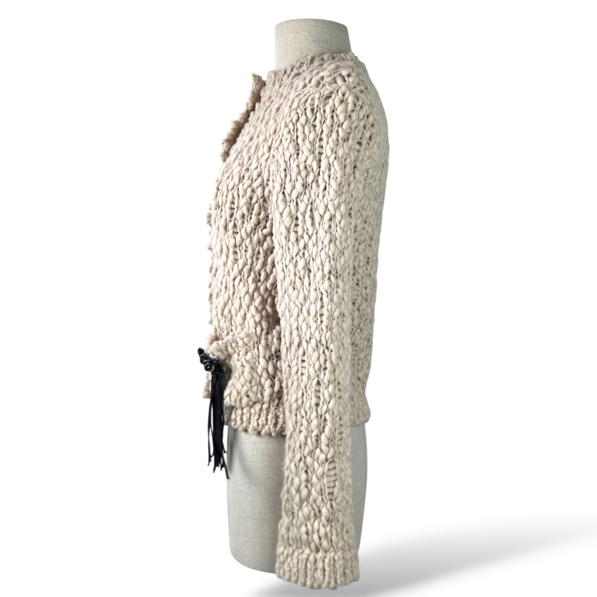 Pre-Owned Dorothee Schumacher Ivory Chunky Knit Virgin Wool Cardigan — Size 1