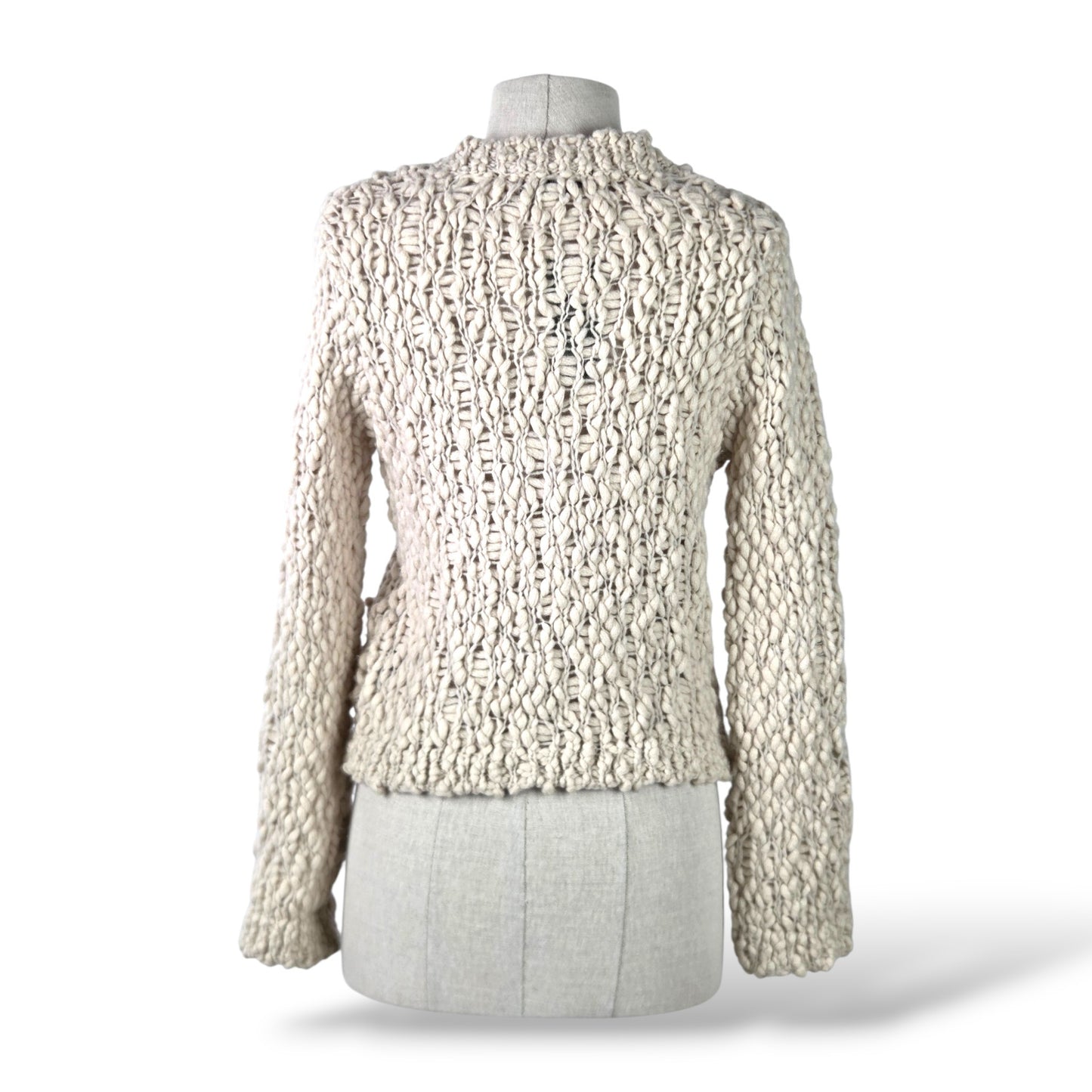 Pre-Owned Dorothee Schumacher Ivory Chunky Knit Virgin Wool Cardigan — Size 1