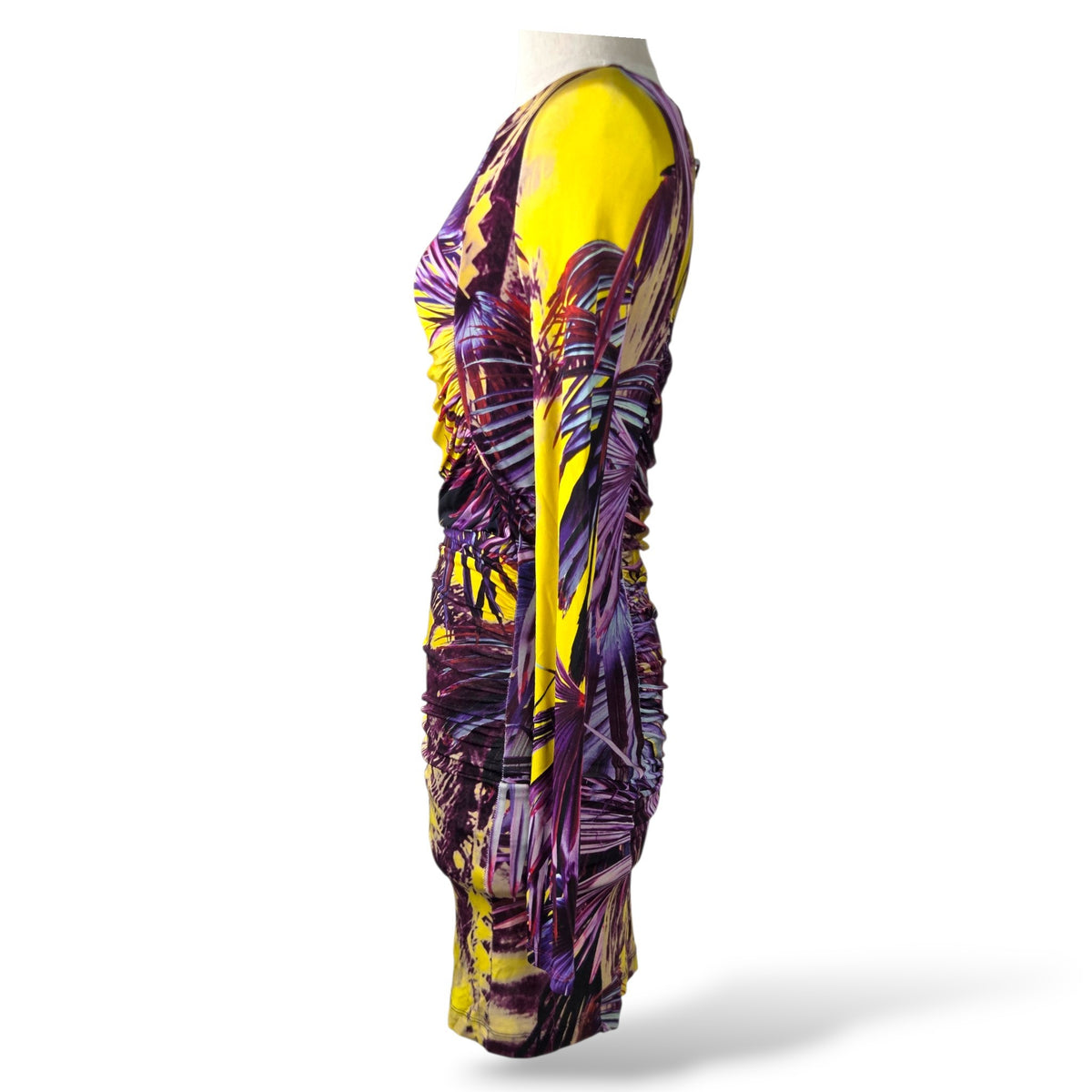 Pre-Owned Jean Paul Gaultier Classique Tropical Palm Print Long-Sleeve Bodycon Dress — Size XS