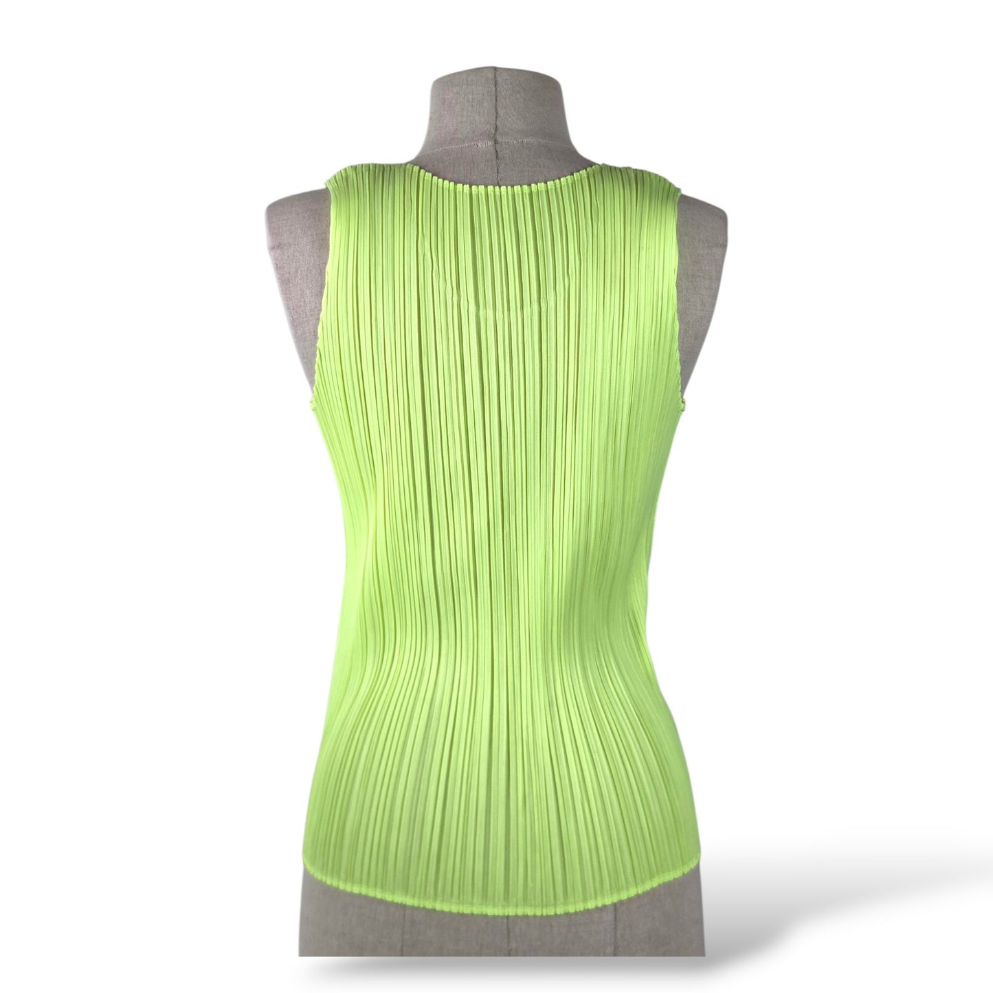 Pre-Owned Pleats Please Issey Miyake Micro-Pleated Sleeveless Tank Top in Yellow-Green