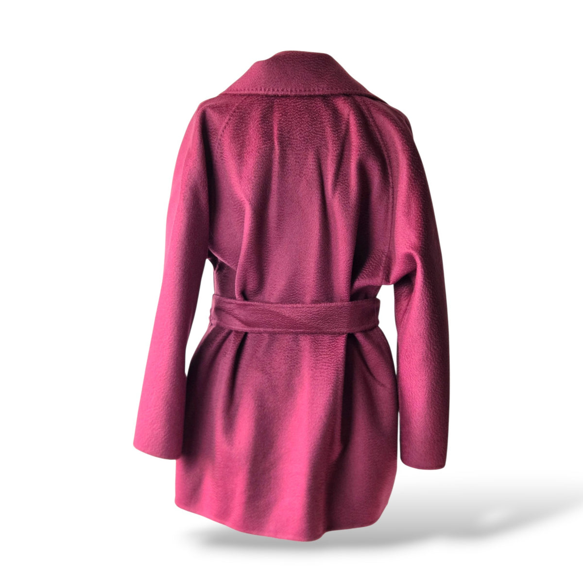 Pre-Owned Max Mara Pure Cashmere Hand-Sewn Belted Robe Coat in Berry Pink — Size 4