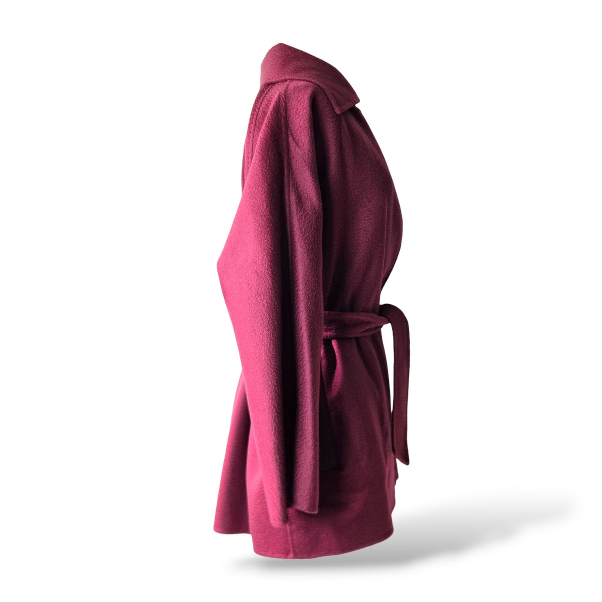 Pre-Owned Max Mara Pure Cashmere Hand-Sewn Belted Robe Coat in Berry Pink — Size 4