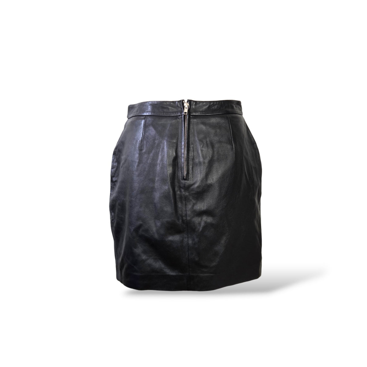 Pre-Owned LAMARQUE Black Leather Mini Skirt — UK 6