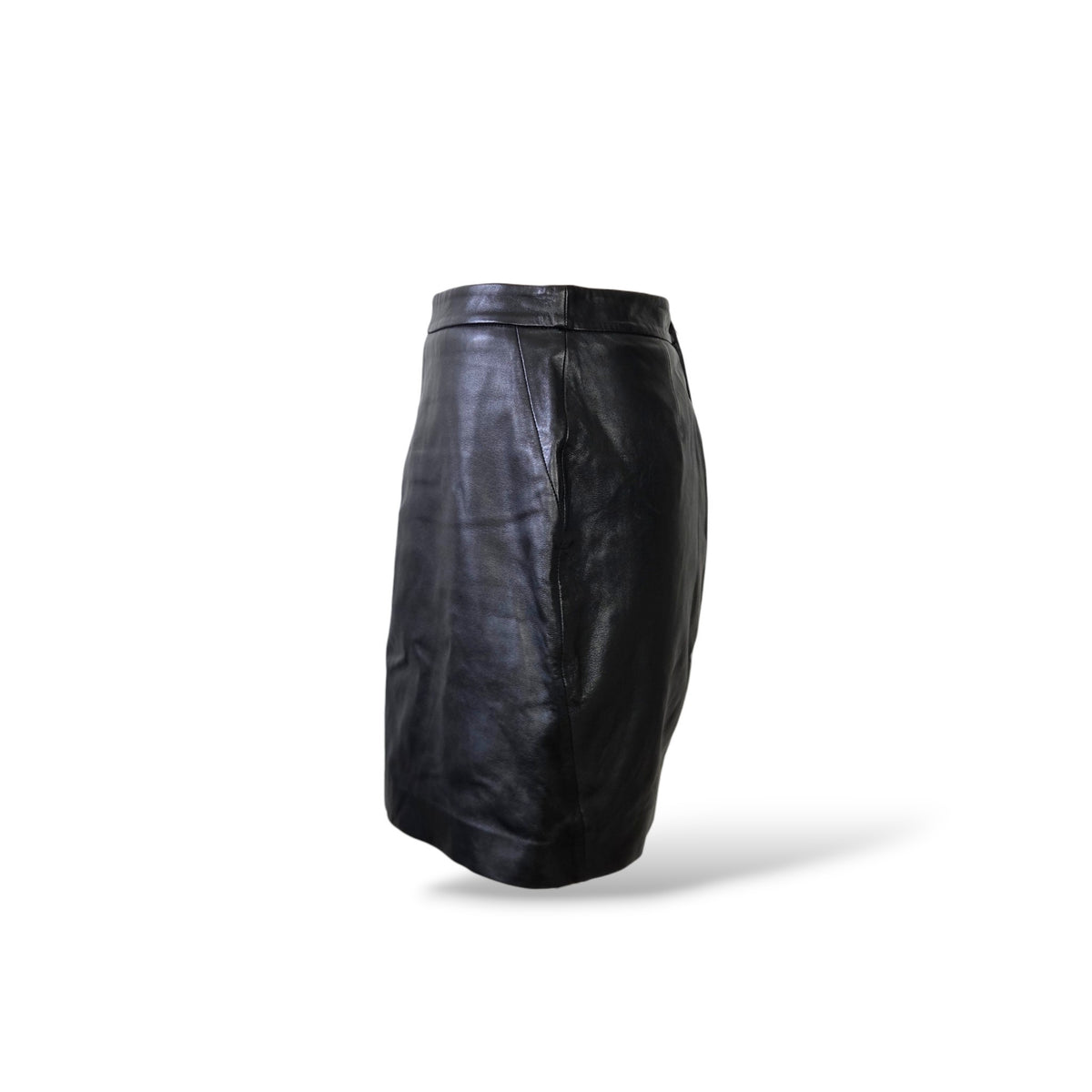 Pre-Owned LAMARQUE Black Leather Mini Skirt — UK 6