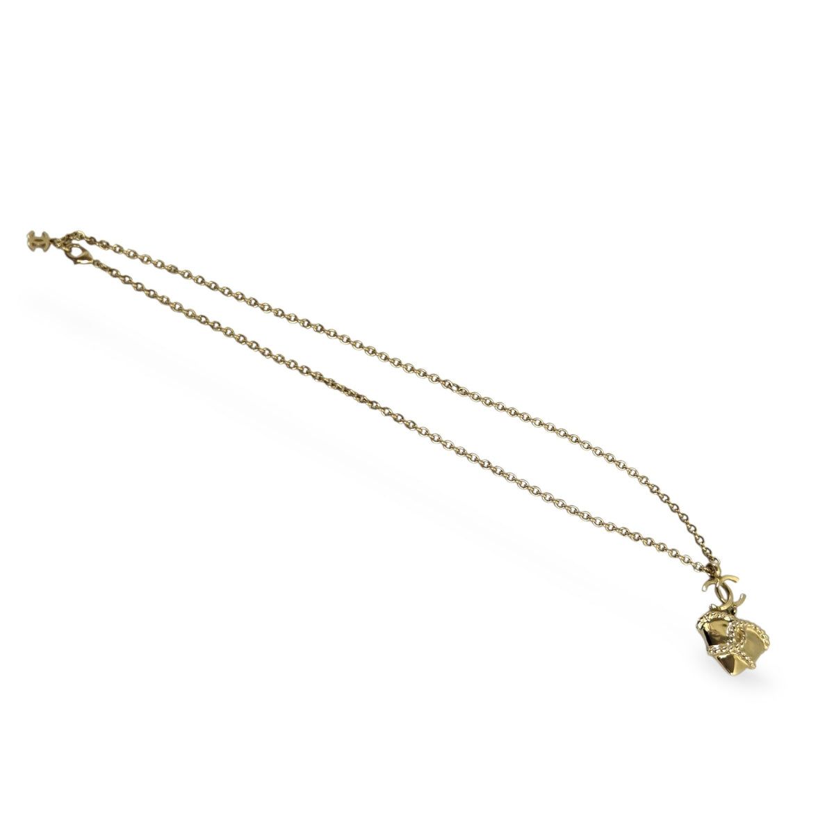 Gold-Tone Heart CC Pendant Necklace