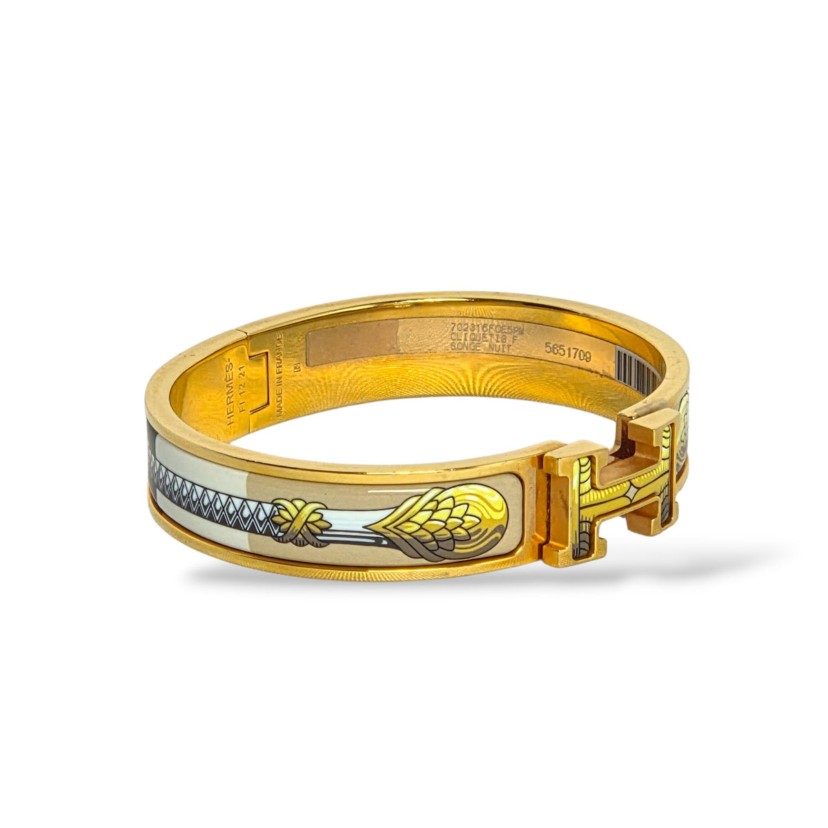 Clic Clac H PM “Vliquetis Songe de Nuit” Printed Enamel Bracelet | Gold-Plated