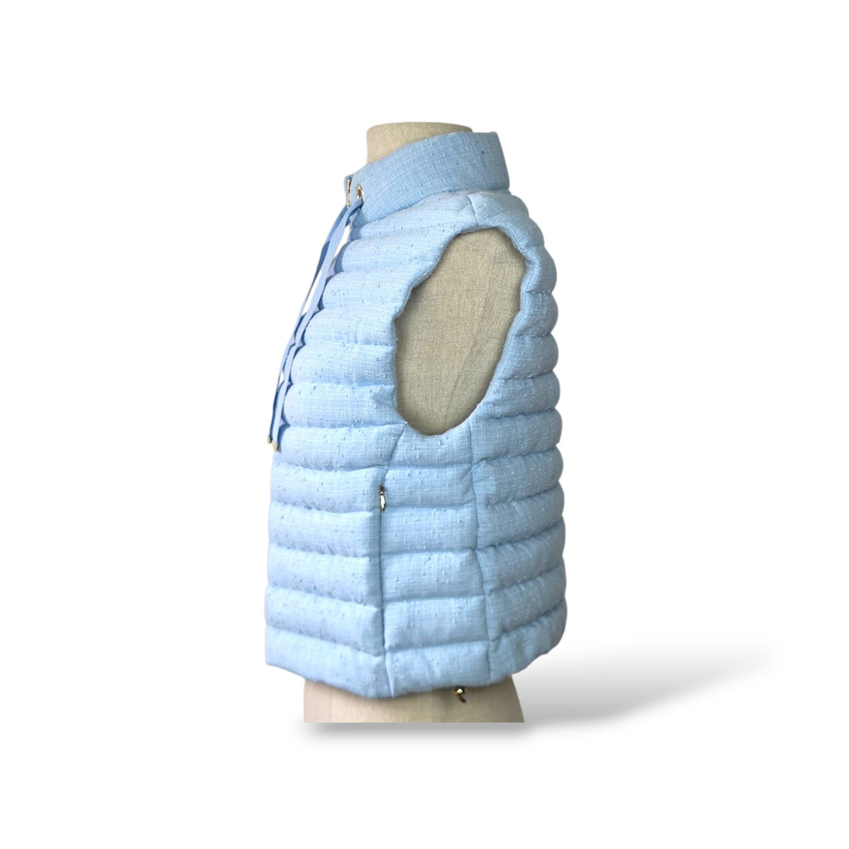 Pre-Owned Herno Blue Matte Quilted Goose Down Gilet Vest with Adjustable Hem