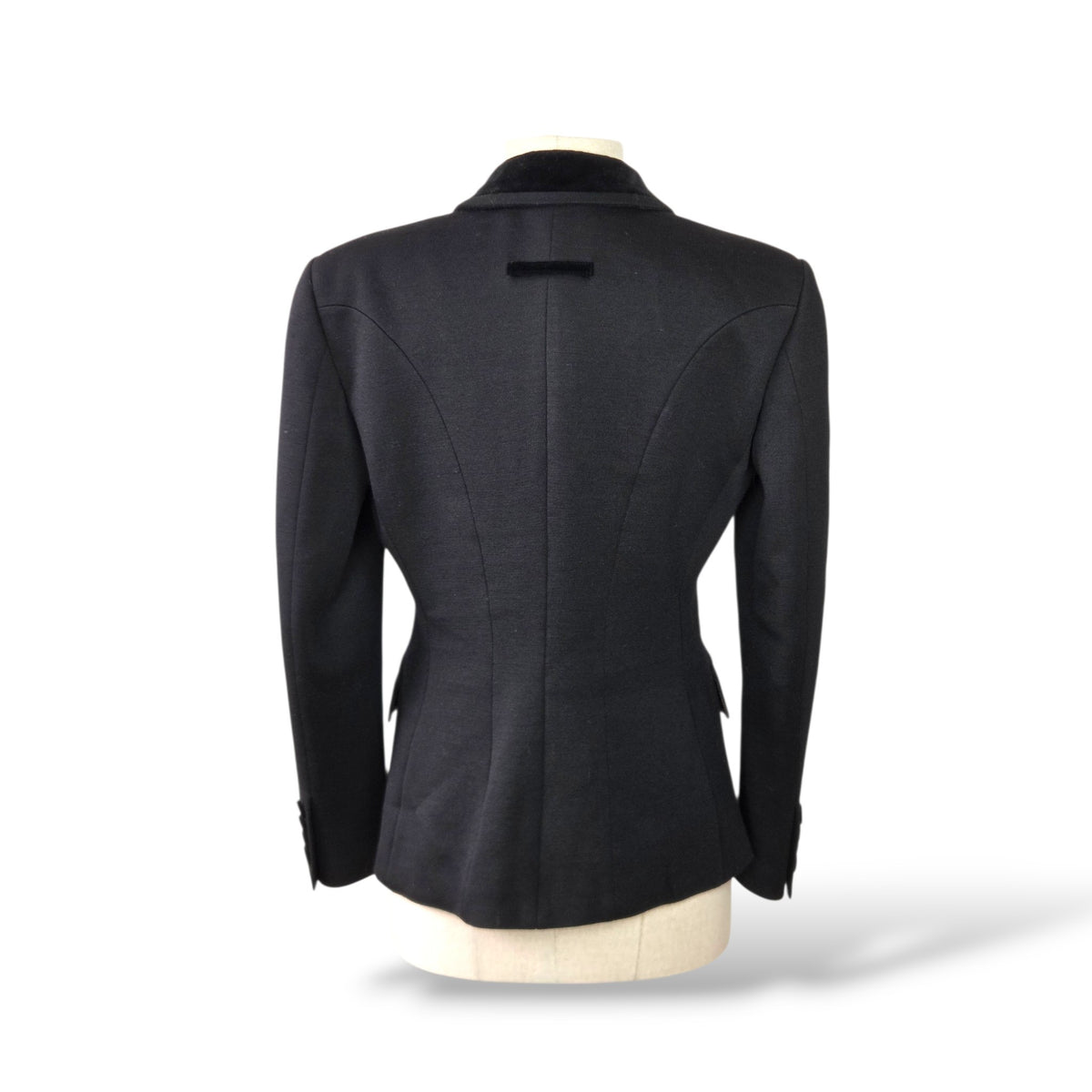 Pre-Owned Jean Paul Gaultier Classique Black Double-Breasted Velvet-Trim Jacket — Size IT 42