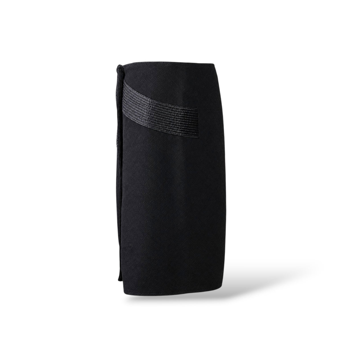 Pre-Owned Prada Black Detachable-Panel Wrap Kilt Skirt in Virgin Wool