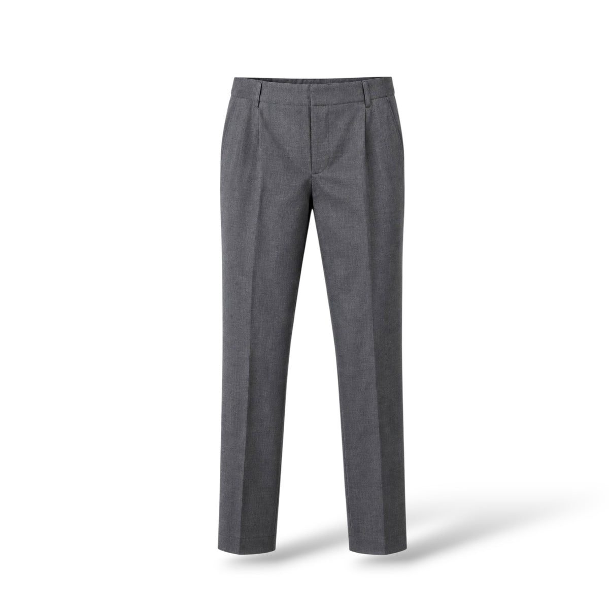 Pre-owned Brunello Cucinelli dark grey virgin wool-blend tailored trousers with front pleats and pressed creases, size US 8, made in Italy
