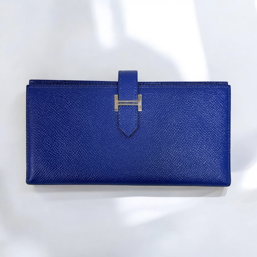 Hermes Blue Electric Epsom Leather Bearn Gusset Wallet