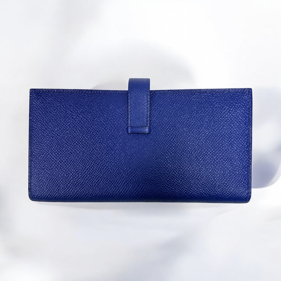 Hermes Blue Electric Epsom Leather Bearn Gusset Wallet