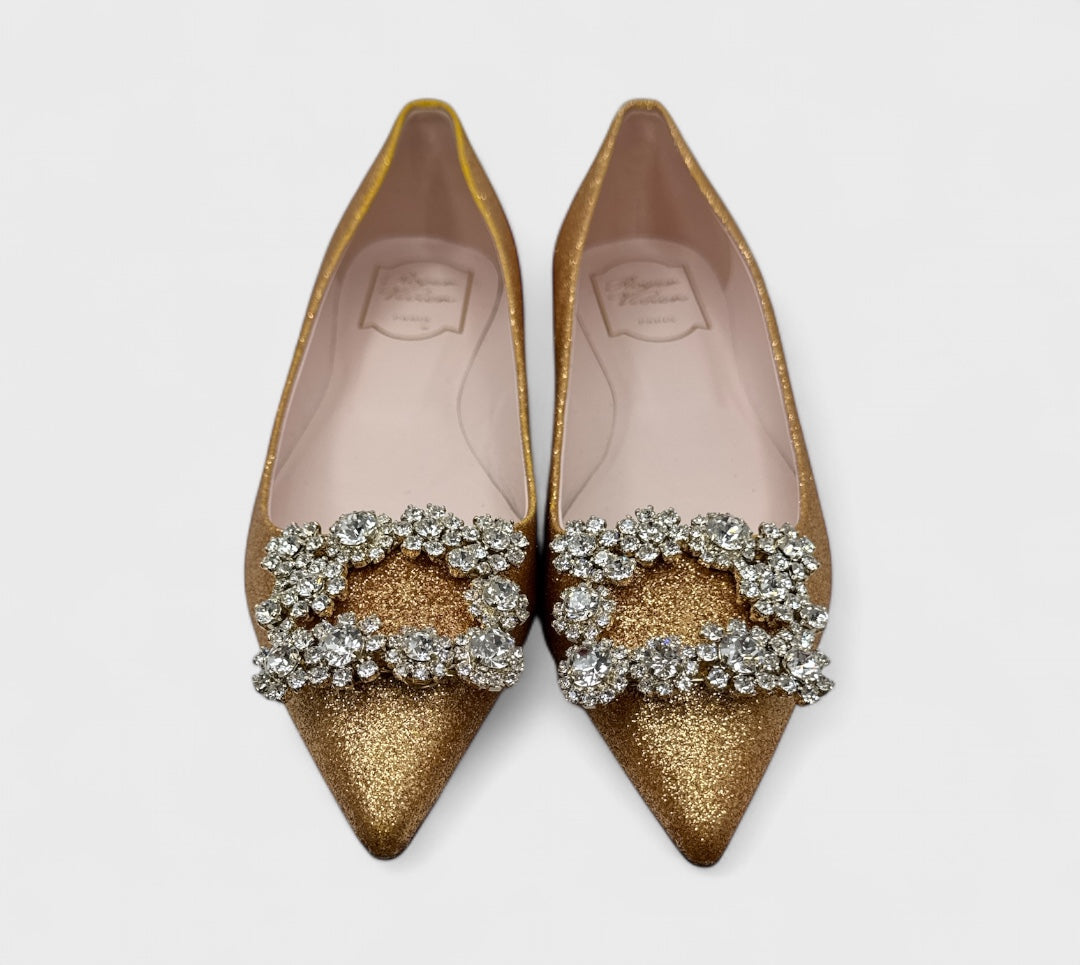 Roger Vivier Efflorescence Ballerinas Flats in glitter Size 38