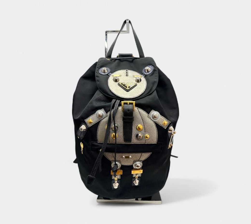Prada Robot-Shaped Cowhide Nylon Backpack