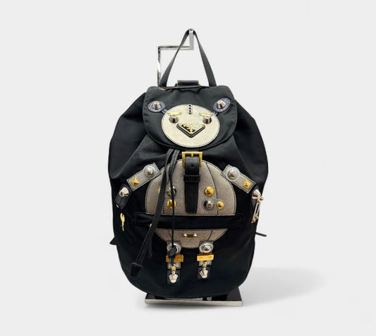 Prada Robot-Shaped Cowhide Nylon Backpack