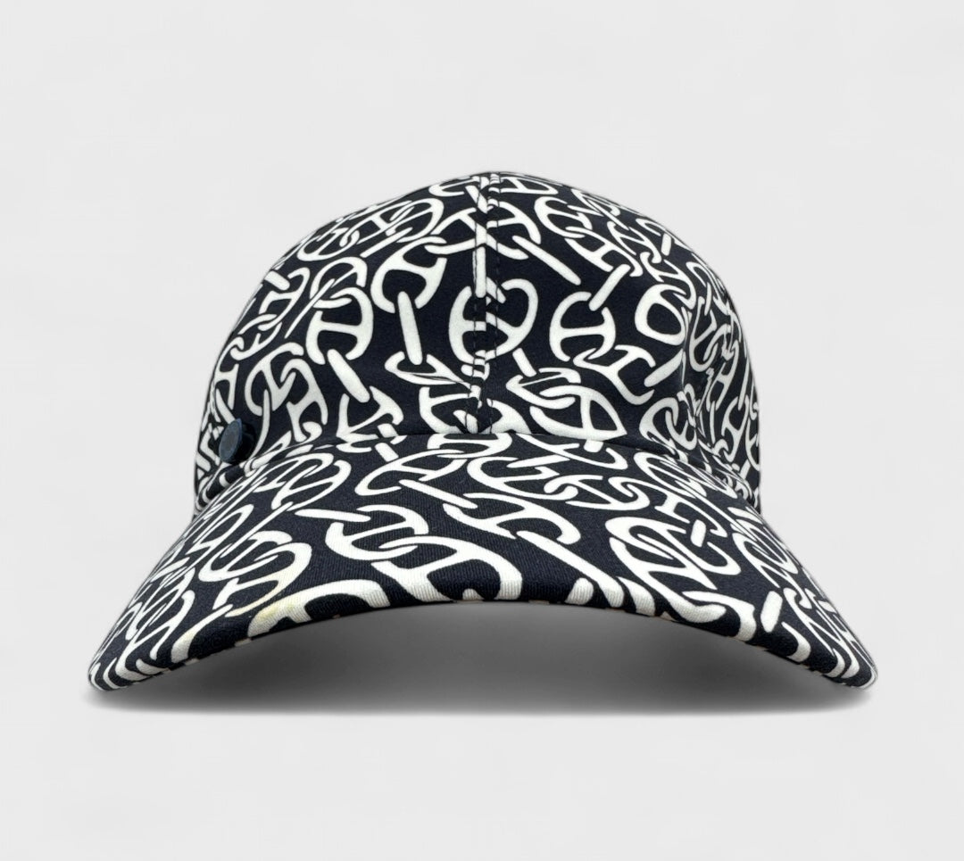 Hermes Navy Blue Ilona Naoussa Printed Jersey Cap