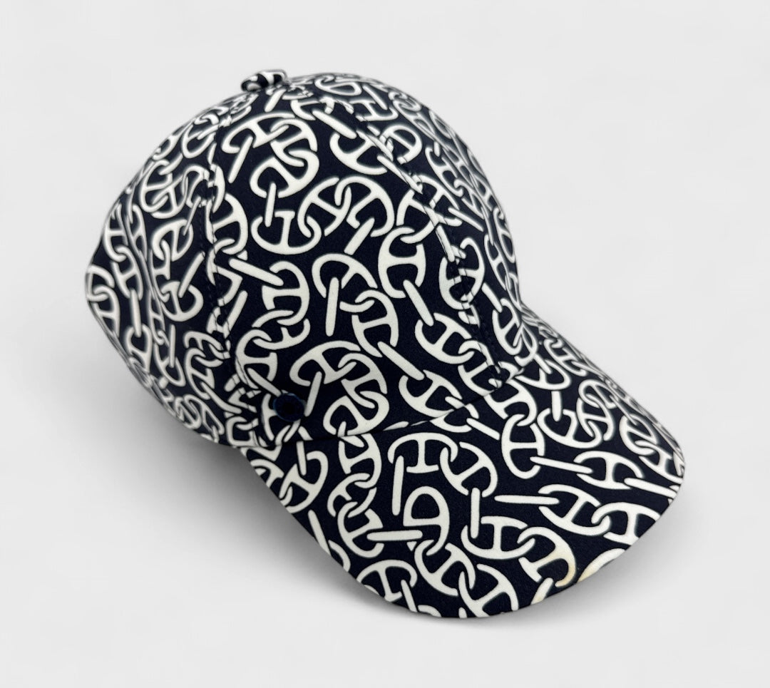 Hermes Navy Blue Ilona Naoussa Printed Jersey Cap