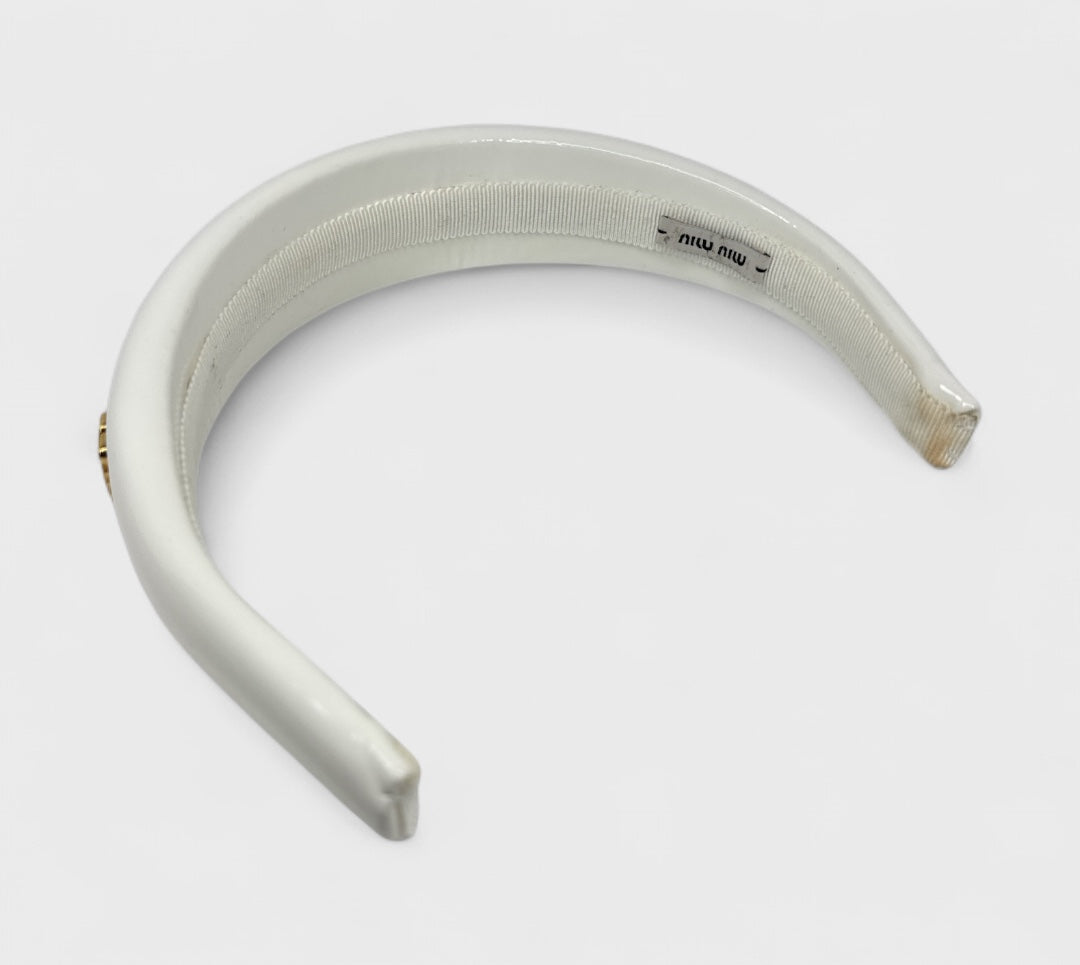 Miu Miu Bridal Logo Patent Leather Headband