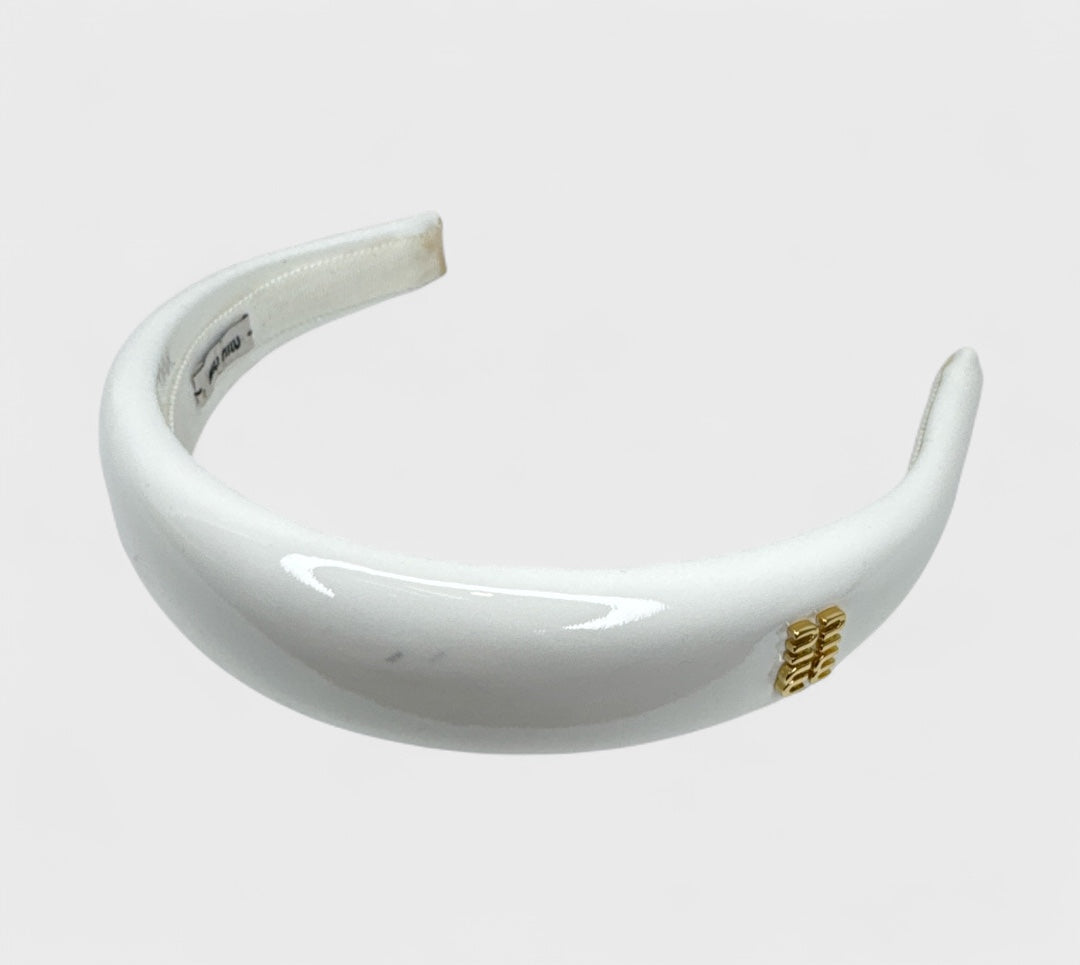 Miu Miu Bridal Logo Patent Leather Headband