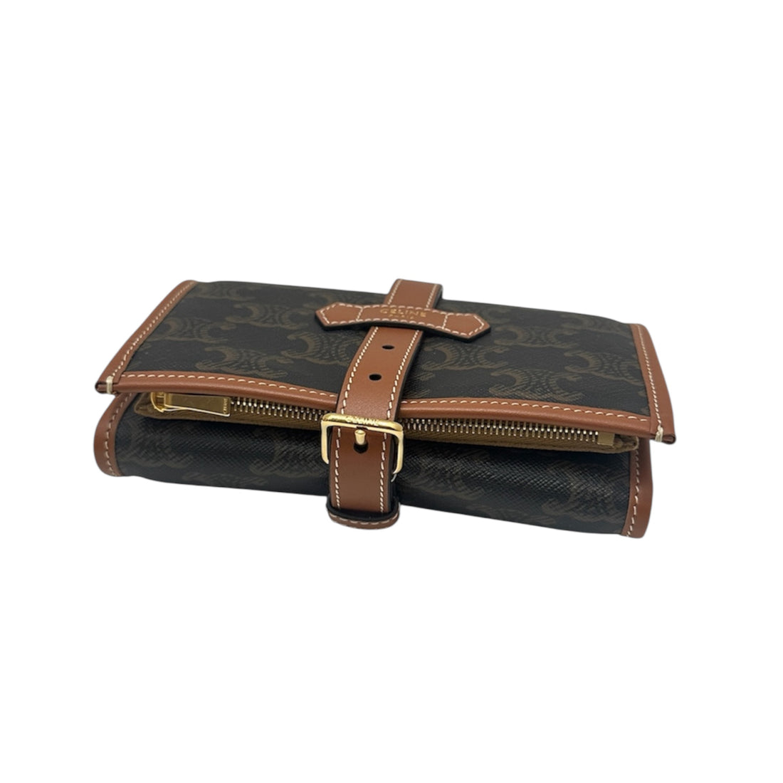 Celine Triomphe Jewelry Pouch – Monogram Canvas & Leather Travel Organizer | Luxury Roll-Up Case