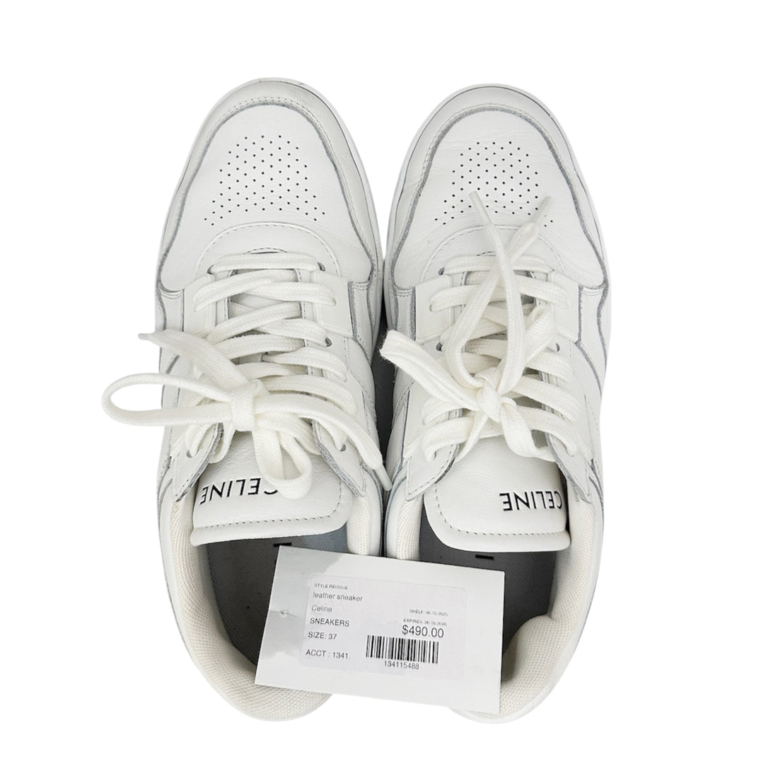 Celine White Leather Low-Top Sneakers – Minimalist Designer Logo Trainers | Luxury Casual Shoes – Size 37