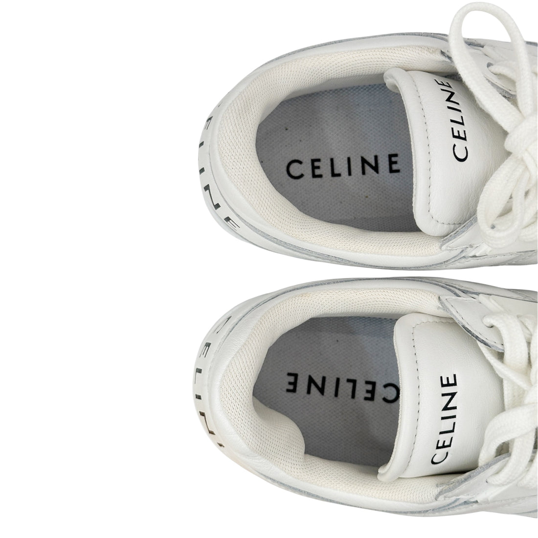 Celine White Leather Low-Top Sneakers – Minimalist Designer Logo Trainers | Luxury Casual Shoes – Size 37