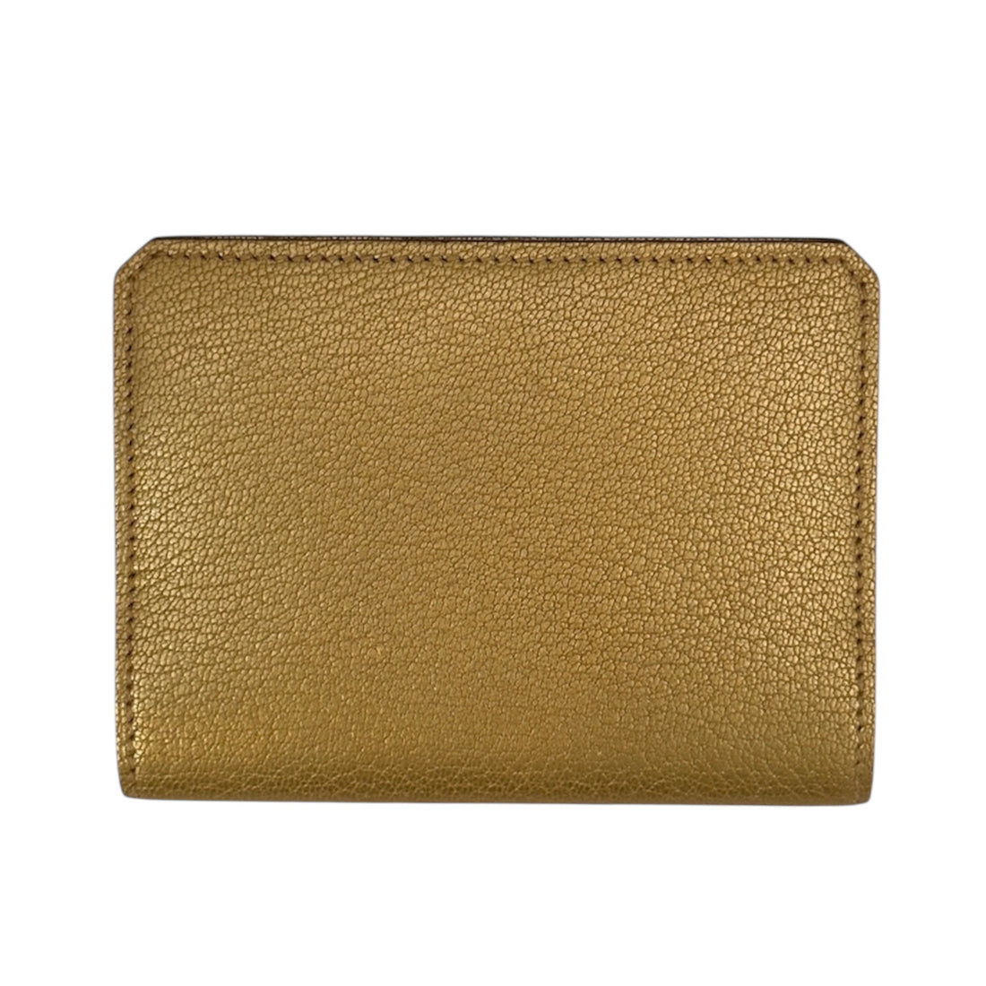 Hermès Metallic Gold Leather Cardholder – Compact Luxury Wallet with Pyramid Stud