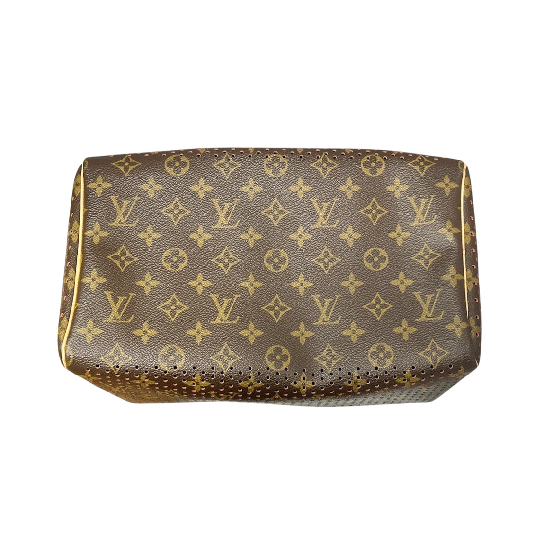 Louis Vuitton Monogram Perforated Speedy 30 – Limited Edition Brown Canvas Satchel with Red Underlay & Vachetta Leather