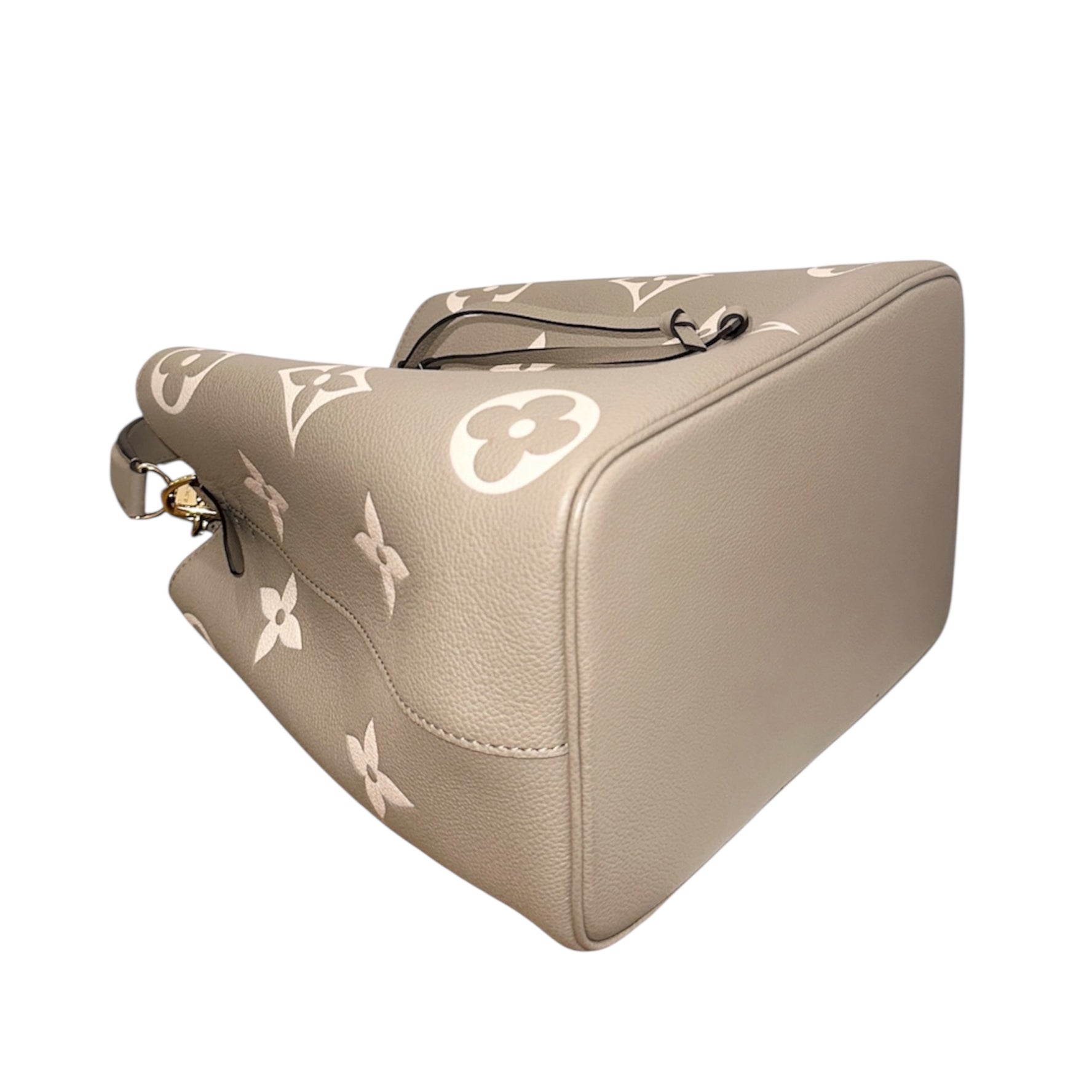 Louis Vuitton NeoNoé BB in Galet Monogram Empreinte Leather – Drawstring Bucket Bag with Removable Crossbody Strap & Pouch