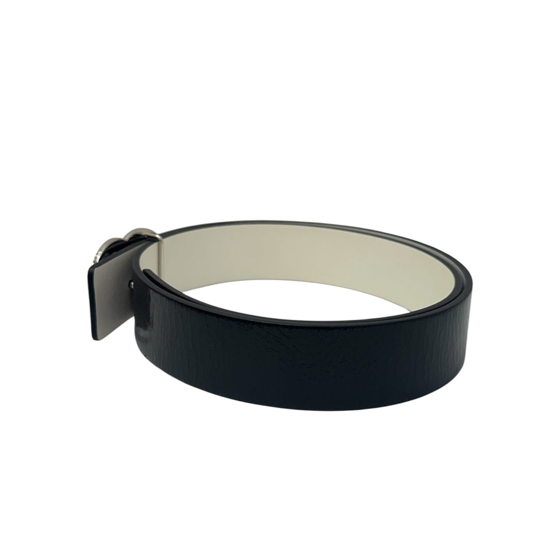 Authentic Chanel Black Leather Belt with B22 Silver CC Logo Buckle – Reversible, Timeless Statement