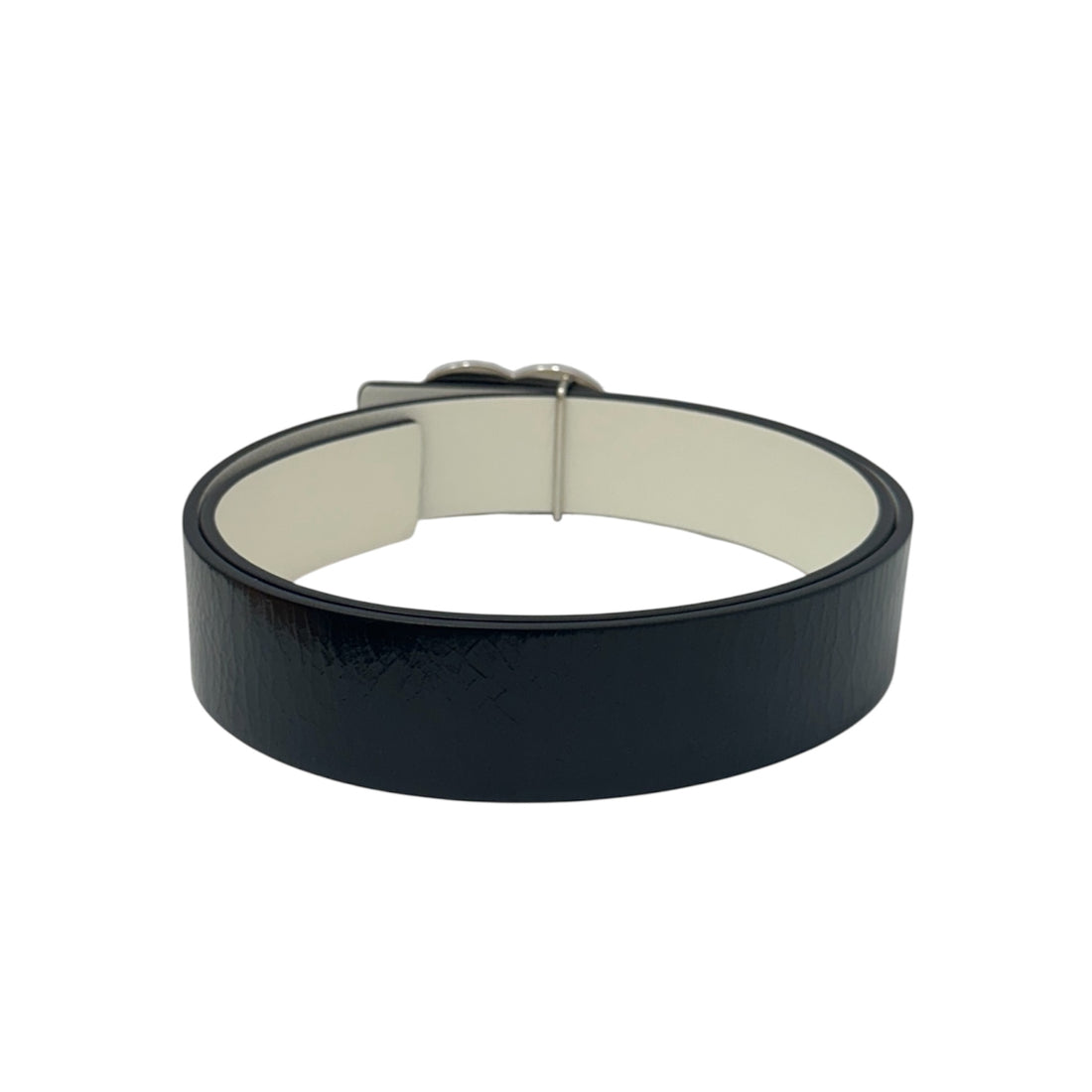 Authentic Chanel Black Leather Belt with B22 Silver CC Logo Buckle – Reversible, Timeless Statement