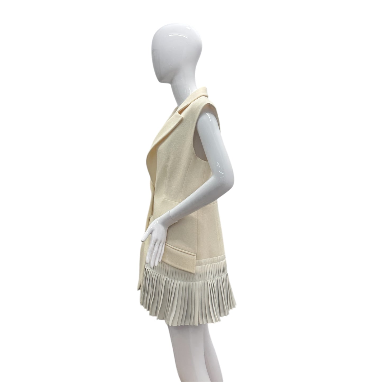 Preowned- Christian Dior Tailored Wool and Silk Pleated Vest Dress (10)
