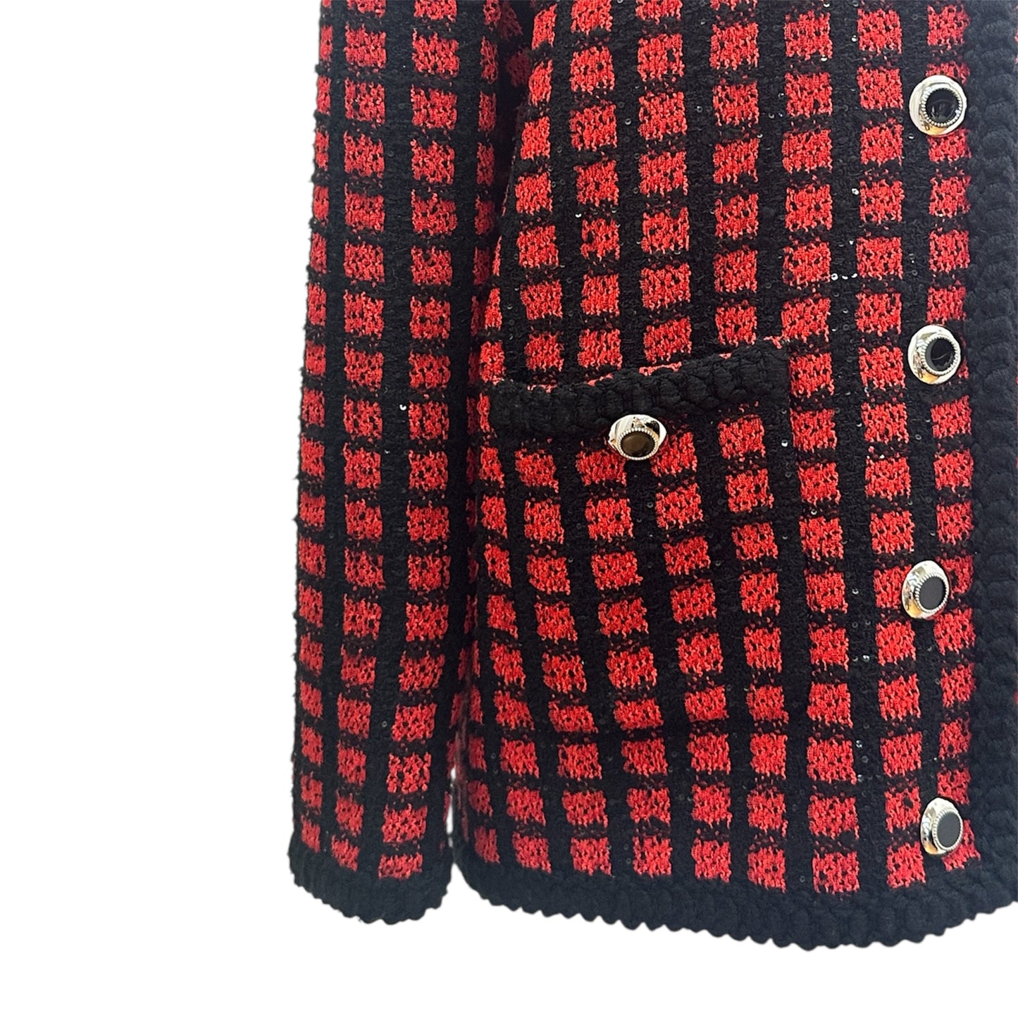Preowned- Miu Miu Spangle Check Tweed Wool Jacket (Size 40)