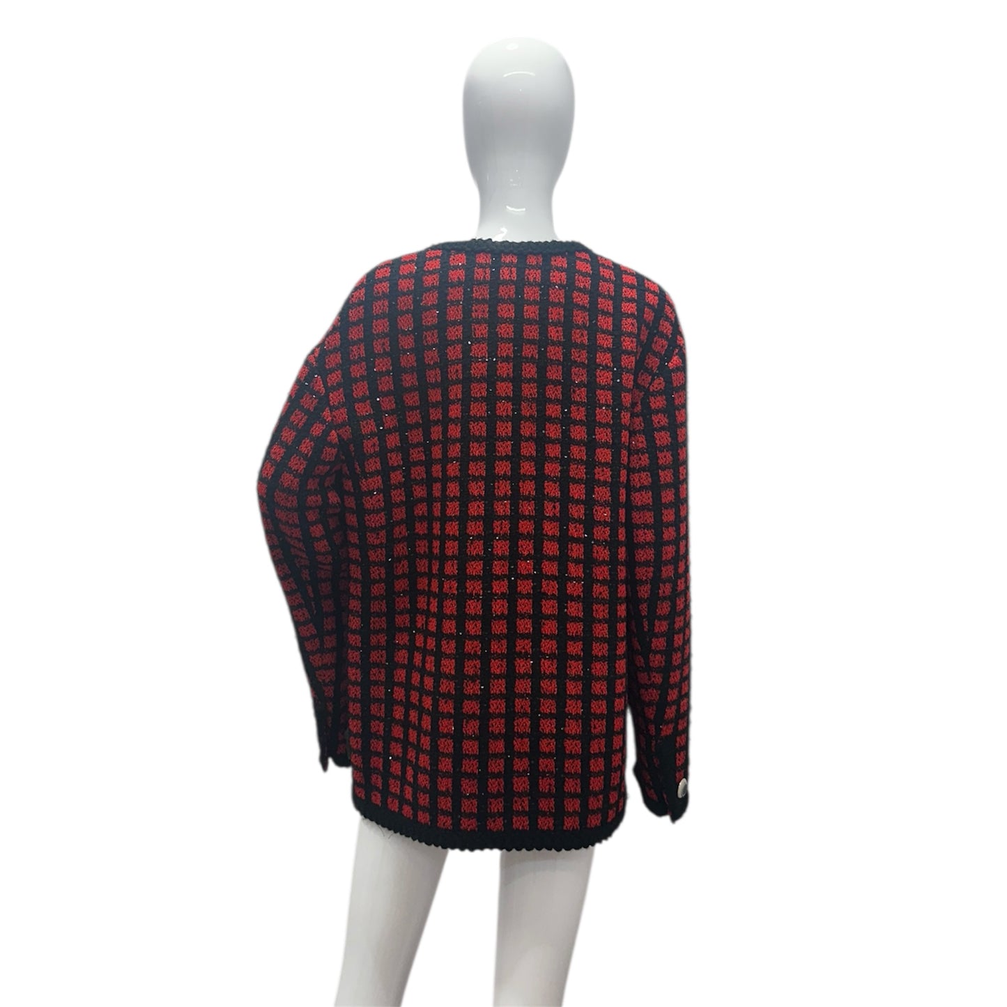 Preowned- Miu Miu Spangle Check Tweed Wool Jacket (Size 40)